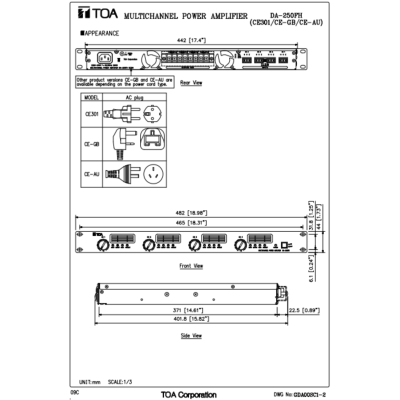 TOA DA-250FH - Power Amplifier เพาเวอร์แอมป์ 4 channel 4×250 วัตต์