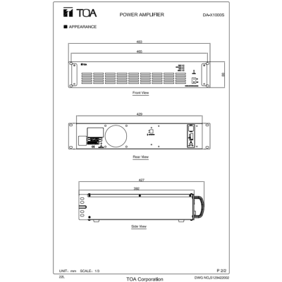 TOA DA-X1000S-AS Power Amplifier เครื่องขยายเสียง 1,000 วัตต์