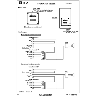 TOA FB-08BT - Subwoofer ลำโพงซับวูฟเฟอร์ ขนาด 8 นิ้ว