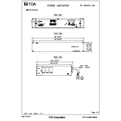 TOA FV-224PA Power Amplifier 240W พาวเวอร์แอมป์ 240 วัตต์