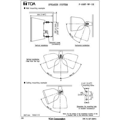 TOA F-03BT-WP-UE ลำโพงตู้ใช้ภายนอก Speaker System (15W)(Outdoor)