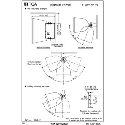 TOA F-03WT-WP-UE ลำโพงตู้ใช้ภายนอก  Speaker System (15W)(Outdoor)