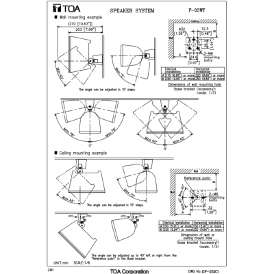 TOA F-03WT  Speaker System (15W) ตู้ลำโพงติดผนัง 15 วัตต์ สีขาว