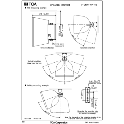 TOA F-08BT-WP-UE ลำโพงตู้ใช้ภายนอก  Speaker System (60W)(Outdoor)