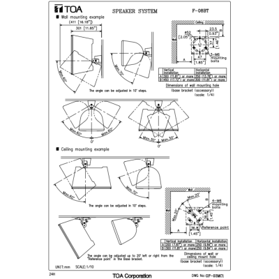 TOA F-08BT l ลำโพงติดผนัง ดอก 8 นิ้ว 60 W 2 ทาง Box-Speaker