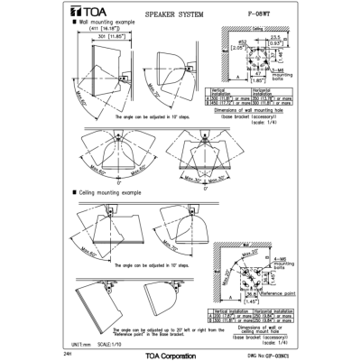 TOA F-08WT l ลำโพงติดผนัง ดอก 8 นิ้ว 60 W 2 ทาง Box-Speaker