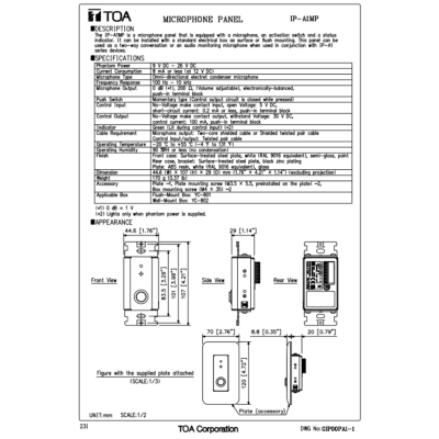 TOA IP-A1MP - Microphone Panel