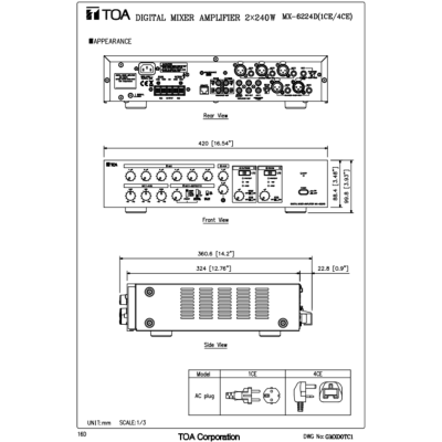 TOA MX-6224D | ดิจิตอล มิกเซอร์แอมป์ 2×240 วัตต์ สามารถเลือกโซนได้ 2 แชนแนล