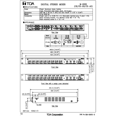 TOA M-633D | มิกเซอร์ Digital Stereo Mixer 12 input channels