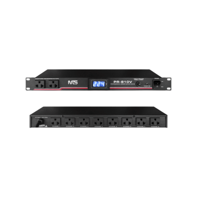 NTS PR-810V - Power breaker ปลั๊กไฟ สำหรับติดแร็ค 3 ขา สำหรับ 10 ช่อง + โวลท์มิเตอร์