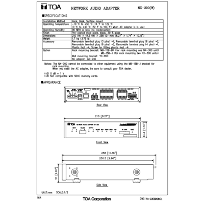 TOA NX-300  - Network Audio Adapter อะแดปเตอร์เสียงผ่านเครือข่าย