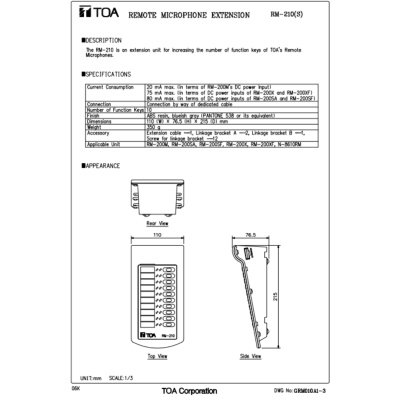 TOA RM-210 S - Remote Microphone Extension