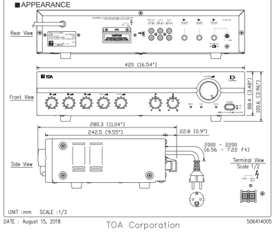 TOA A-2120D-AS | มิกเซอร์แอมป์ 120 วัตต์ MONO 3 MIC , 2 AUX Mixer Power Amplifier 120W