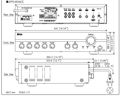 TOA A-2240 H | มิกเซอร์แอมป์ 240 วัตต์ MONO 3 MIC , 2 AUX Mixer Power Amplifier 240W