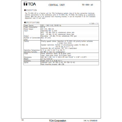 TOA TS-690-SET ชุดประชุม ราคาประหยัด ประธาน 1 ตัว ผู้ร่วมประชุม 5 ตัว