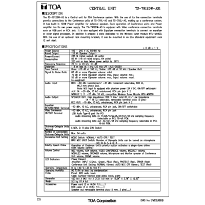 TOA TS-7912DW-AS - เครื่องควบคุมและจ่ายไฟสำหรับชุดประชุม