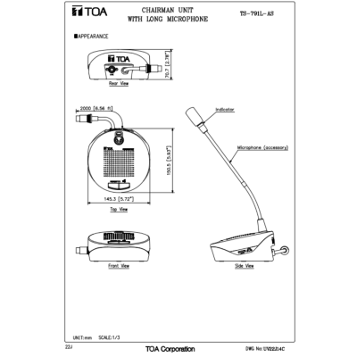 TOA TS-791L-AS - ไมโครโฟนประชุมสำหรับประธาน