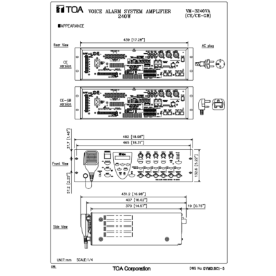 TOA VM-3240VA - Voice Alarm System Amplifier 240 Watt