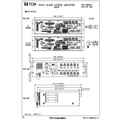 TOA VM-3360VA CE Voice Alarm System Amplifier เครื่องขยายเสียง 360 วัตต์