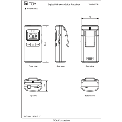 TOA WG-D100R-AS Digital Wireless Guide Receiver เครื่องรับพร้อมหูฟัง ชุดทัวร์ไกด์ไร้สาย ดิจิตอล สำหรับผู้ฟัง