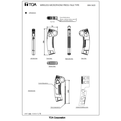 TOA WM-5420-AS - ไมโครโฟนไร้สาย ย่าน UHF
