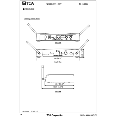 TOA WS-5325U - Wireless Set (Lavalier) ชุดไมค์หนีบปกเสื้อ ย่าน UHF