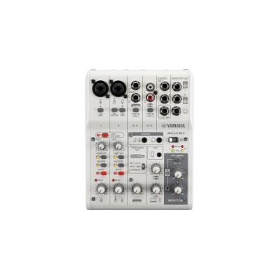 YAMAHA AG06MK2 - 6-channel Live Streaming mixer with High resolution (24-bit, 192 kHz), USB-C (Black/While)