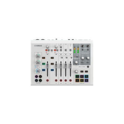 YAMAHA AG08 - 8-channel live steaming mixer leatuning two phantom powerinpuls for condenser mics, an integrated USB audio interface, voice changer and sampler. (Black/White)