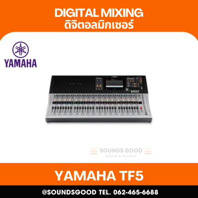 YAMAHA TF5 - 32 analog XLR/TRS combo mic/line inputs + 2 analog RCA pin stereo line inputs, 16 analog XLR outputs 33 motor faders (32 channels + 1 master). 20 Aux (8 mono + 6 stereo) + Stereo + Sub buses.8 DCA groups with Roll-out. 34 x 34 digital record/