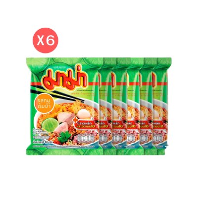 มาม่า บะหมี่กึ่งสำเร็จรูป รสหมูต้มยำ (60g x แพ็ค 6 ซอง)