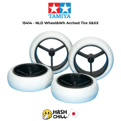 TAMIYA 15414 - NARROW LARGE DIA. WHEEL & WHITE ARCHED TIRES (FOR SUPER X & XX CHASSIS)