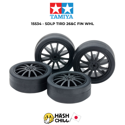 TAMIYA 15534 - Super Hard Small Dia. Low-Profile Tires (26mm) & Carbon Fin Wheels