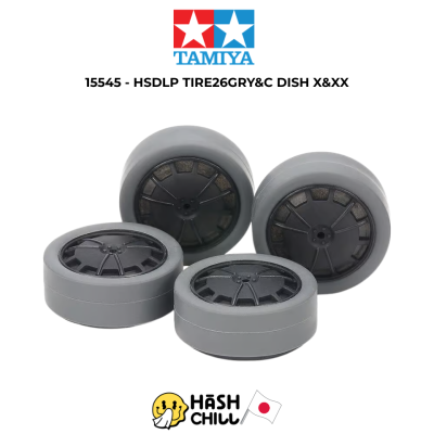 TAMIYA 15545 - 26mm. Tires / Carbon Wheels Hard Small Dia. Low Profile (Gray)