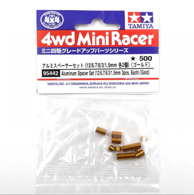 TAMIYA 95442 - Aluminum Spacer Set (12/6.7/6/3/1.5mm 2pcs. Each) (Gold)