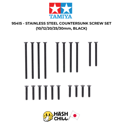 TAMIYA 95415 - STAINLESS STEEL COUNTERSUNK SCREW SET (10/12/20/25/30mm, BLACK)