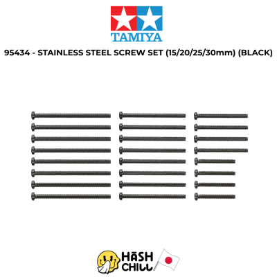 TAMIYA 95434 - STAINLESS STEEL SCREW SET (15/20/25/30mm) (BLACK)