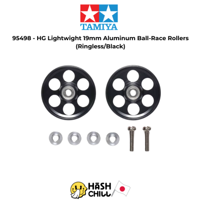 TAMIYA 95498 - HG Lightwight 19mm Aluminum Ball-Race Rollers (Ringless/Black)