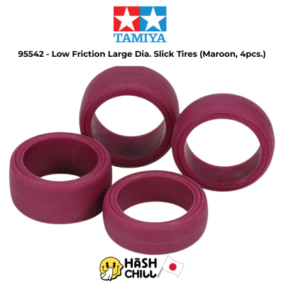 TAMIYA 95542 - Low Friction Large Dia. Slick Tires (Maroon, 4pcs.)