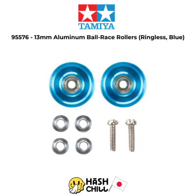 TAMIYA 95576 - 13mm Aluminum Ball-Race Rollers (Ringless, Blue)