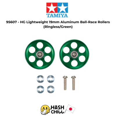 TAMIYA 95607- HG Lightweight 19mm Aluminum Ball-Race Rollers (Ringless/Green)