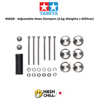 TAMIYA 95608 - Adjustable Mass Dampers (2.5g Weights x 6/Silver)