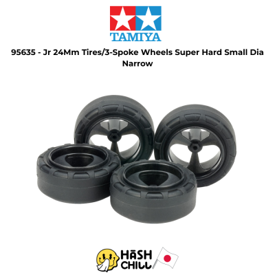 TAMIYA 95635 - Jr 24Mm Tires/3-Spoke Wheels Super Hard Small Dia Narrow