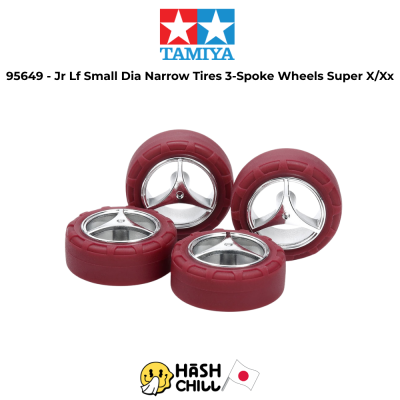 TAMIYA 95649 - Jr Lf Small Dia Narrow Tires 3-Spoke Wheels Super X/Xx