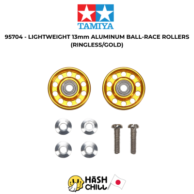 TAMIYA 95704 - LIGHTWEIGHT 13mm ALUMINUM BALL-RACE ROLLERS (RINGLESS/GOLD)