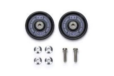 Tamiya 95714 - HG 19mm Aluminum Ball-Race Rollers (Ringless/Black & Purple Logo) Asia Challenge