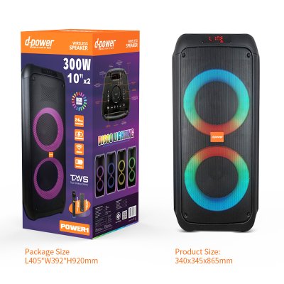 ลำโพง D-Power รุ่น Power1 ขนาด 300 วัตต์ เสียงดี มีไฟ LED พร้อมไมค์ลอย+รีโมท