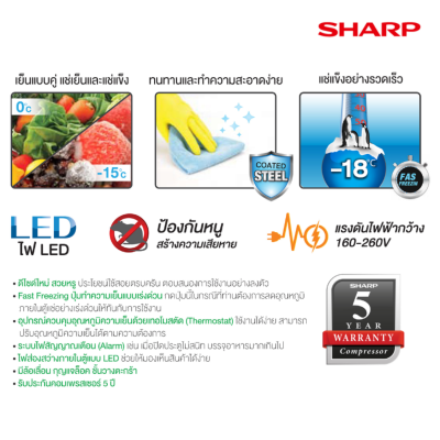 ตู้แช่แข็งฝาทึบ Sharp รุ่น SJ-CX150T-W ขนาด 4.9 Q