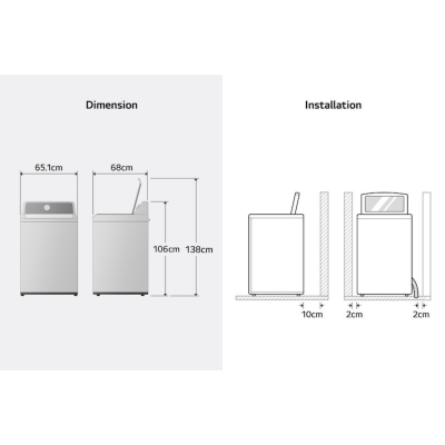 เครื่องซักผ้าฝาบน LG Inverter รุ่น TX2521DT5O ระบบ Ai ขนาด 21 KG