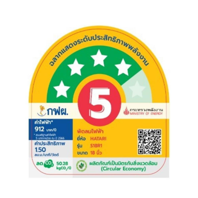 พัดลมปรับระดับมีรีโมท ฮาตาริ Hatari รุ่น Slide Smart L1 / S18R1 ขนาด 18 นิ้ว