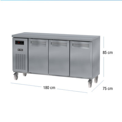 ตู้แช่เคาร์เตอร์สแตนเลส Sanden รุ่น SCR3-1807-AR ความจุ 19Q / 540 ลิตร (ขนาด 180x75 ซม.)